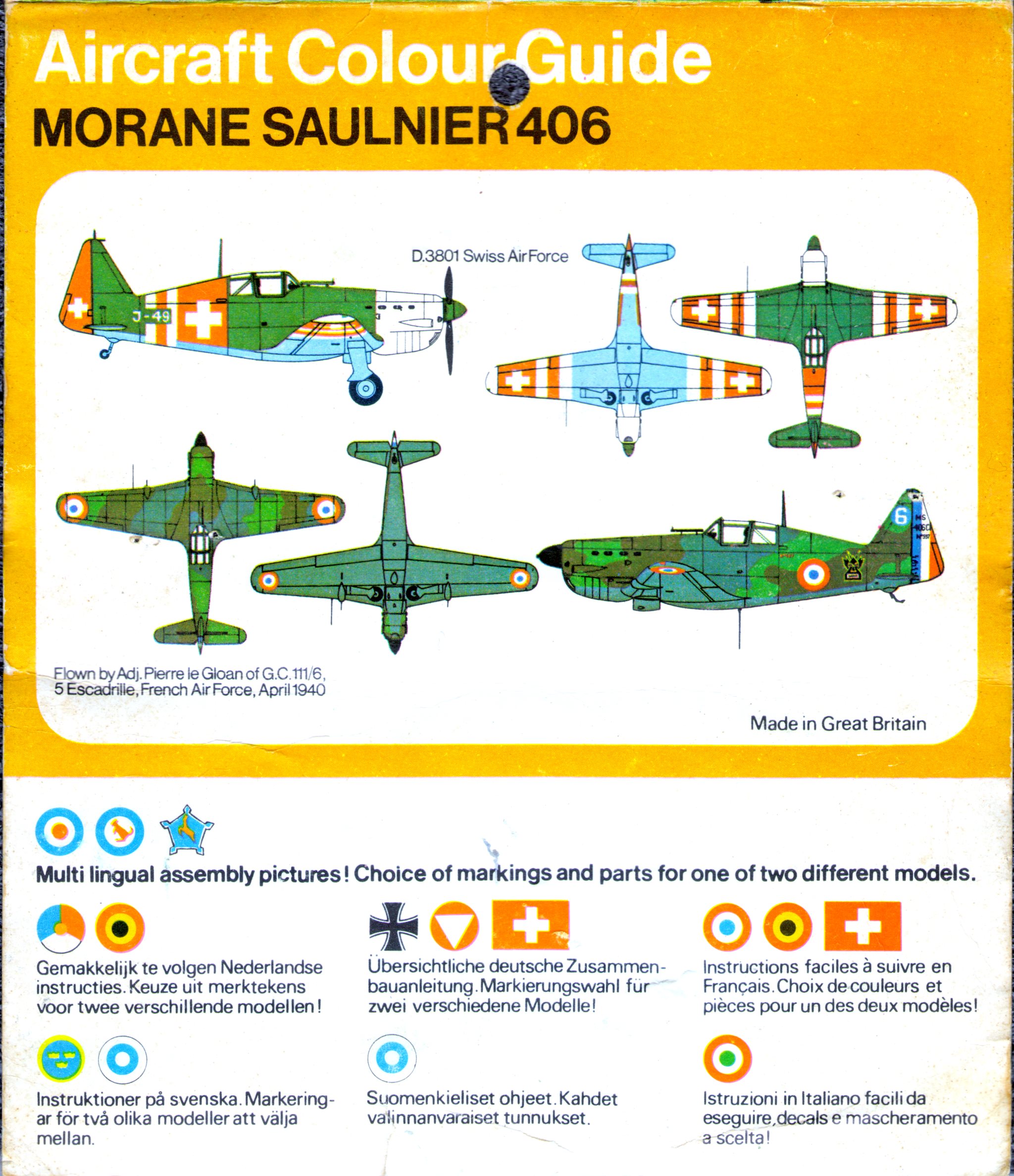 Схема окраски модели F224F Morane Saulnier 406